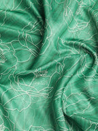 Green Silk Cotton Printed Floral Saree with Unstitched Blouse - Hiral Fashion
