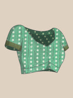 Green Silk Cotton Printed Floral Saree with Unstitched Blouse - Hiral Fashion