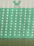Green Silk Cotton Printed Floral Saree with Unstitched Blouse - Hiral Fashion
