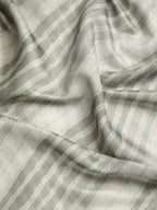 Gray Silk Cotton Printed Striped Saree with Unstitched Blouse - Hiral Fashion
