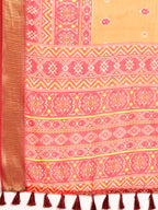 Mustard Silk Cotton Printed Floral Saree with Unstitched Blouse - Hiral Fashion