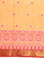 Mustard Silk Cotton Printed Floral Saree with Unstitched Blouse - Hiral Fashion