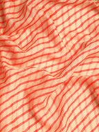 Orange Silk Cotton Printed Striped Saree with Unstitched Blouse - Hiral Fashion