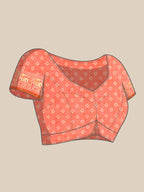 Orange Silk Cotton Printed Striped Saree with Unstitched Blouse - Hiral Fashion