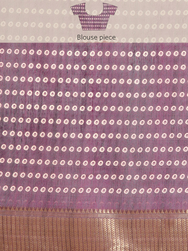 Purple Silk Cotton Printed Floral Saree with Unstitched Blouse - Hiral Fashion