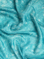 Turquoise Silk Cotton Printed Floral Saree with Unstitched Blouse - Hiral Fashion
