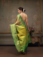 Green Pure Silk Woven Zari Design Ethnic Motifs Saree with Unstitched Blouse - Hiral Fashion