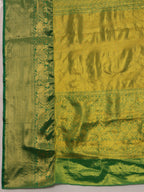 Green Pure Silk Woven Zari Design Ethnic Motifs Saree with Unstitched Blouse - Hiral Fashion