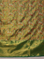 Green Pure Silk Woven Zari Design Ethnic Motifs Saree with Unstitched Blouse - Hiral Fashion