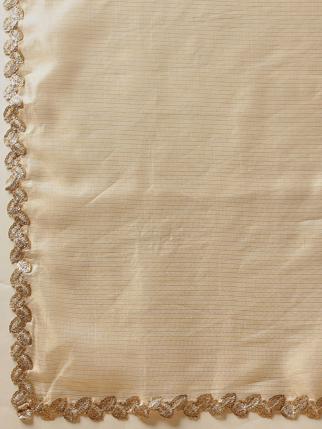 Hiral Fashion Beige Gota Patti Muga Silk Solid Lace Work Saree