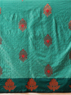 Hiral Fashion Turquoise Blue Banarasi Silk Floral Woven Design Saree