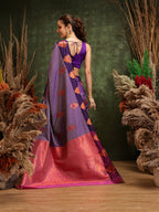 Hiral Fashion Lavender Banarasi Silk Floral Woven Design Saree