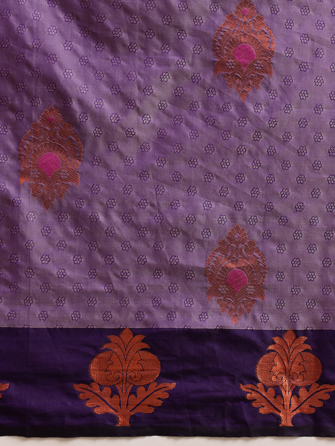 Hiral Fashion Lavender Banarasi Silk Floral Woven Design Saree