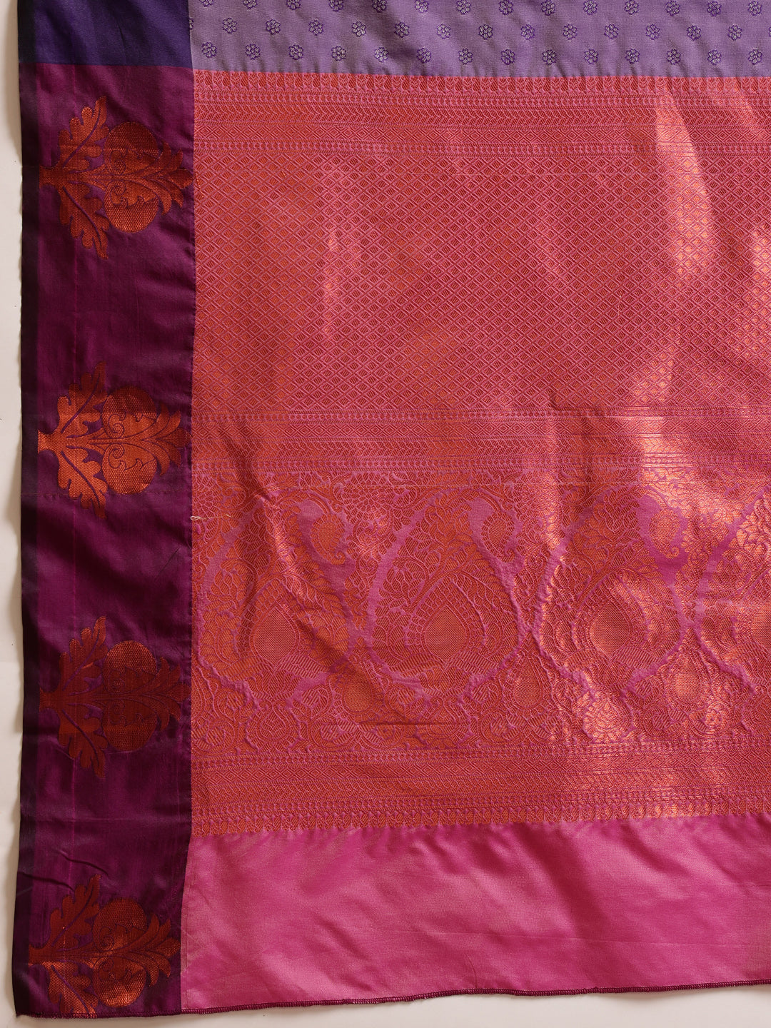 Hiral Fashion Lavender Banarasi Silk Floral Woven Design Saree