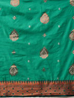 Hiral Fashion Green Banarasi Silk Floral Woven Design Saree