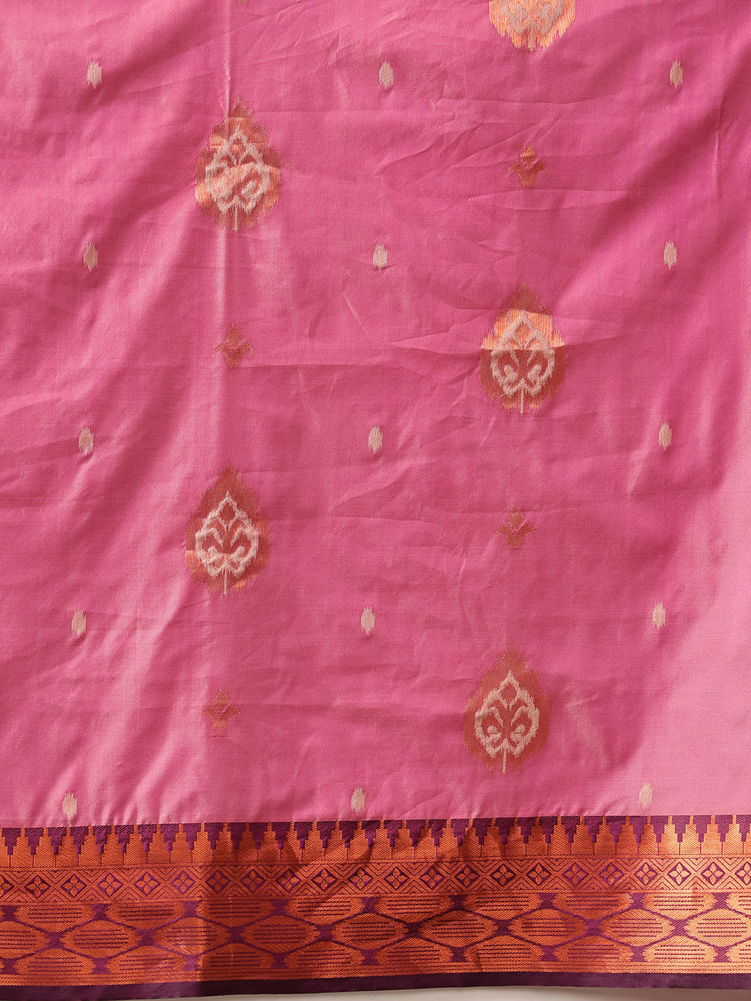 Hiral Fashion Pink Banarasi Silk Floral Woven Design Saree