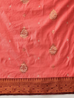 Hiral Fashion Peach Banarasi Silk Floral Woven Design Saree
