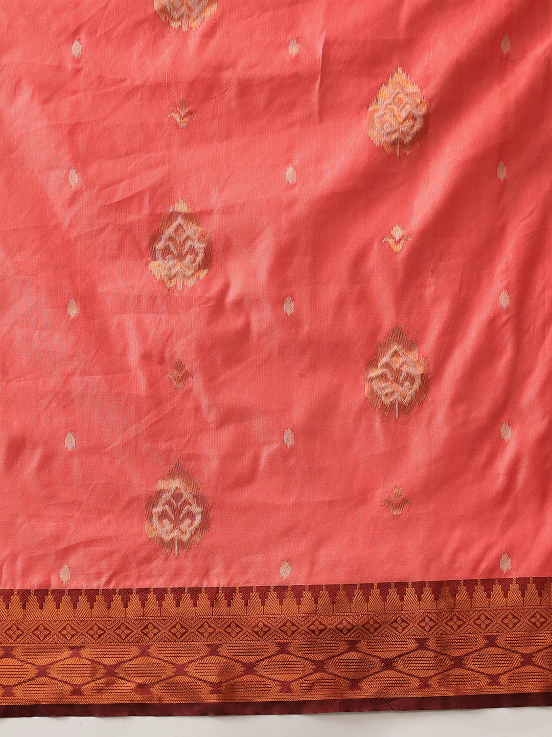 Hiral Fashion Peach Banarasi Silk Floral Woven Design Saree