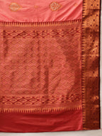 Hiral Fashion Peach Banarasi Silk Floral Woven Design Saree