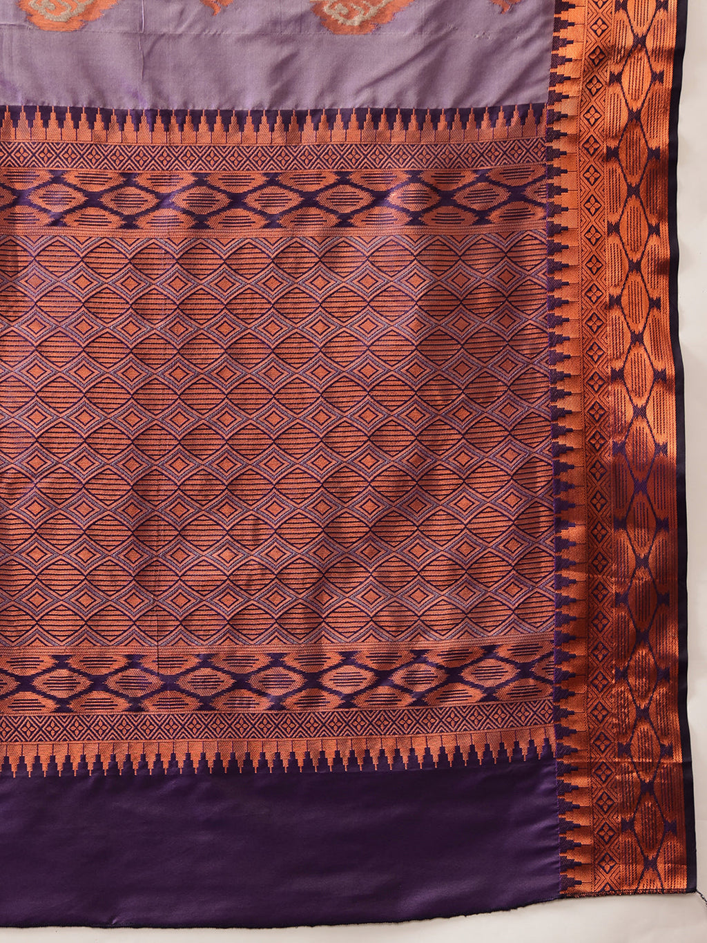 Hiral Fashion Purple Banarasi Silk Floral Woven Design Saree