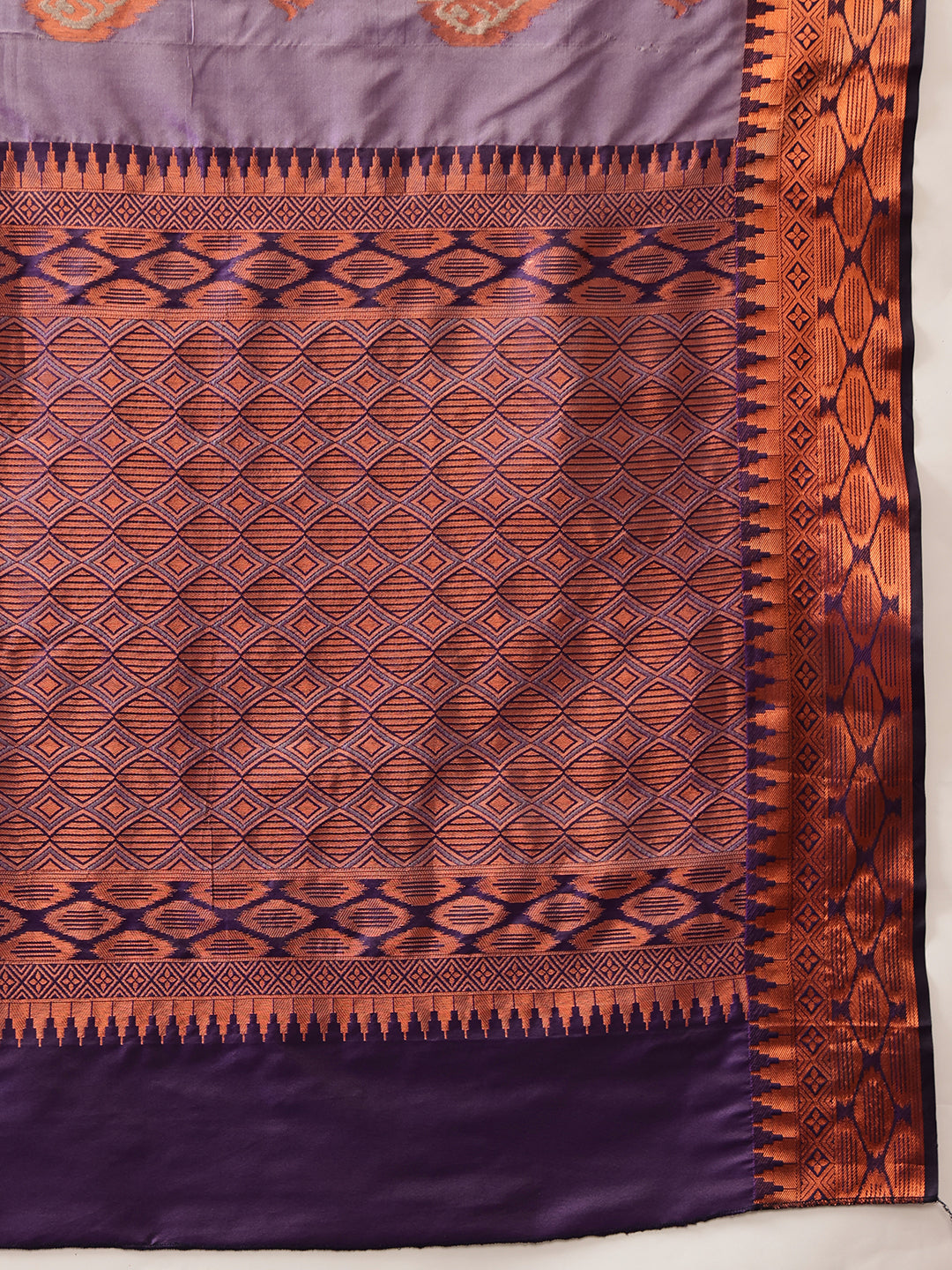 Hiral Fashion Purple Banarasi Silk Floral Woven Design Saree
