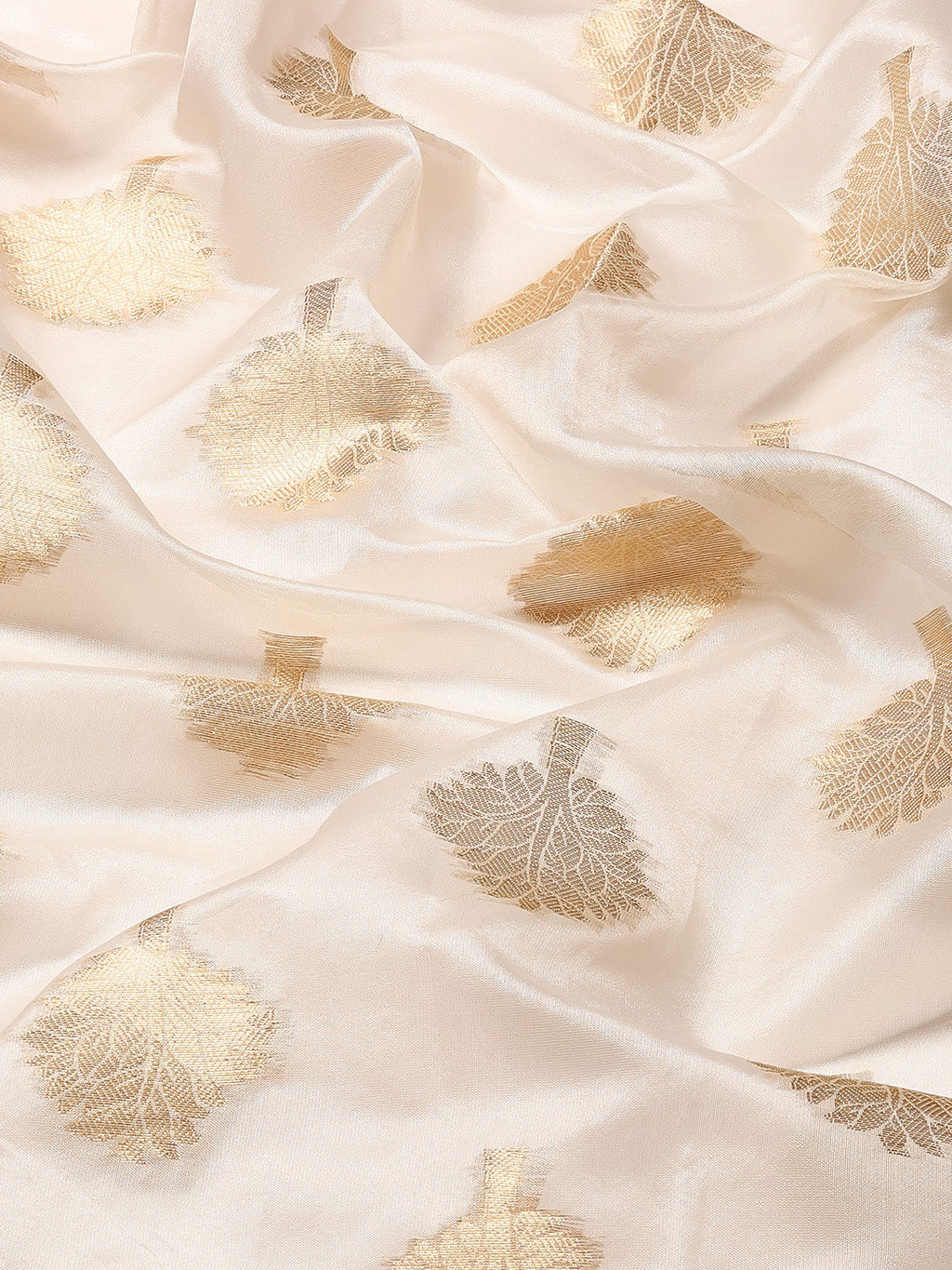 White Silk Blend Woven Zari Design Floral Saree with Unstitched Blouse - Hiral Fashion