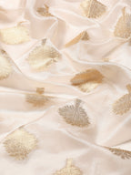 White Silk Blend Woven Zari Design Floral Saree with Unstitched Blouse - Hiral Fashion