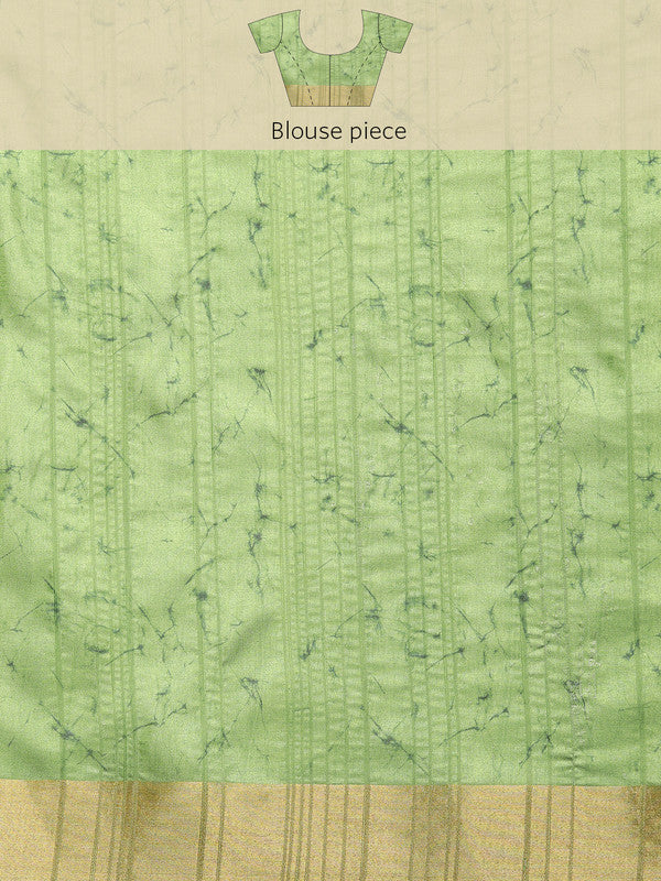 Green Silk Blend Digital Print Floral Saree with Unstitched Blouse - Hiral Fashion