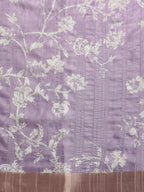 Lavender Silk Blend Digital Print Floral Saree with Unstitched Blouse - Hiral Fashion