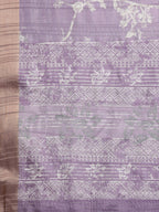 Lavender Silk Blend Digital Print Floral Saree with Unstitched Blouse - Hiral Fashion
