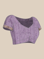 Lavender Silk Blend Digital Print Floral Saree with Unstitched Blouse - Hiral Fashion
