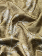 Olive Silk Blend Digital Print Floral Saree with Unstitched Blouse - Hiral Fashion