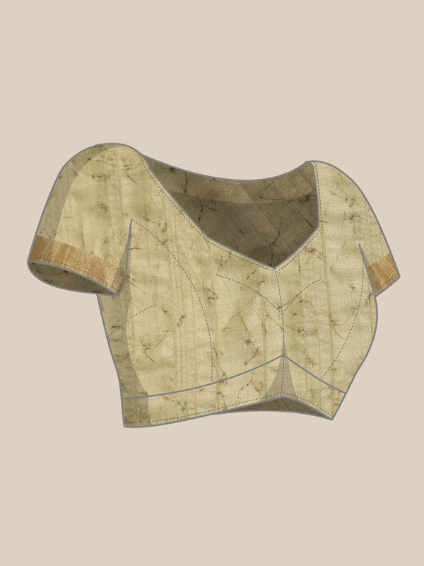 Olive Silk Blend Digital Print Floral Saree with Unstitched Blouse - Hiral Fashion