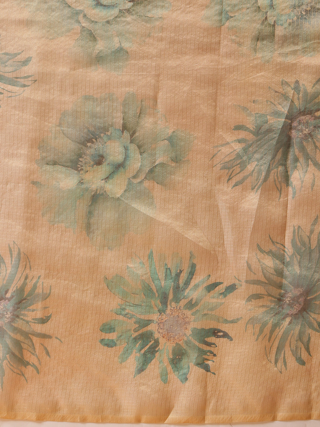 Hiral Fashion Beige Bollywood Cotton Tissue Floral Digital Printed Saree