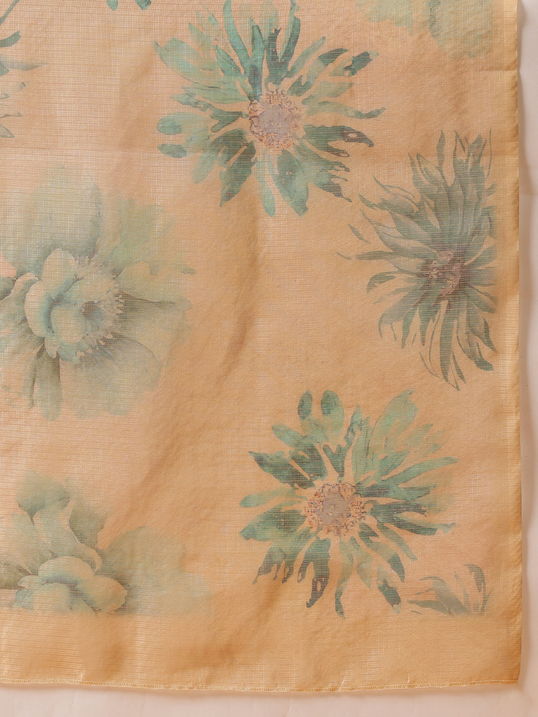 Hiral Fashion Beige Bollywood Cotton Tissue Floral Digital Printed Saree