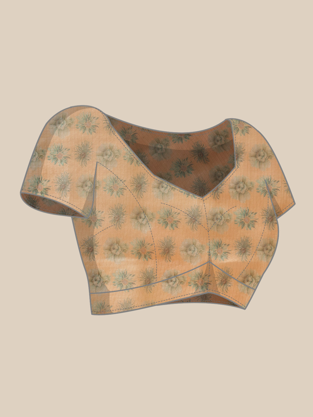 Hiral Fashion Beige Bollywood Cotton Tissue Floral Digital Printed Saree