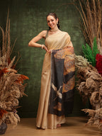 Hiral Fashion Beige Bollywood Cotton Tissue Floral Digital Printed Saree