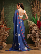 Hiral Fashion Navy Blue Bollywood Cotton Tissue Floral Digital Printed Saree