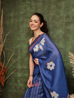 Hiral Fashion Navy Blue Bollywood Cotton Tissue Floral Digital Printed Saree