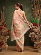 Hiral Fashion Peach Bollywood Cotton Tissue Floral Digital Printed Saree