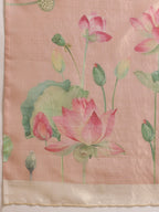 Hiral Fashion Peach Bollywood Cotton Tissue Floral Digital Printed Saree