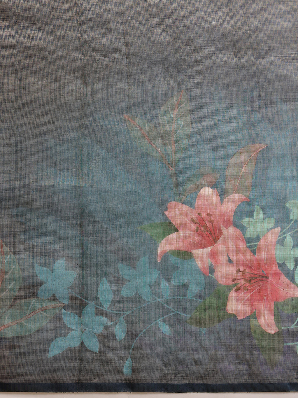 Hiral Fashion Teal Bollywood Cotton Tissue Floral Digital Printed Saree