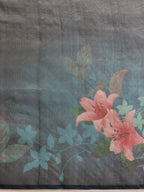 Hiral Fashion Teal Bollywood Cotton Tissue Floral Digital Printed Saree
