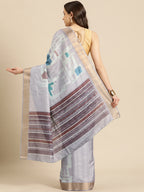 Lavender Silk Blend Printed Geomatric Saree with Unstitched Blouse - Hiral Fashion