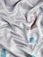 Lavender Silk Blend Printed Geomatric Saree with Unstitched Blouse - Hiral Fashion