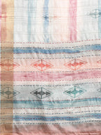 Multicolor Silk Blend Printed Geomatric Saree with Unstitched Blouse - Hiral Fashion