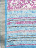Purple Silk Blend Digital Print Floral Saree with Unstitched Blouse - Hiral Fashion