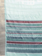Turquoise Silk Blend Printed Geomatric Saree with Unstitched Blouse - Hiral Fashion