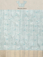 Turquoise Silk Blend Printed Geomatric Saree with Unstitched Blouse - Hiral Fashion