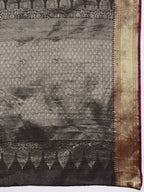 Hiral Fashion Black Kanjeevaram Banarasi Silk Ikkat Woven Design Saree